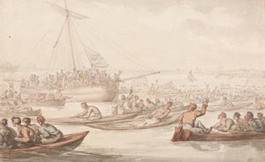 Det årlige Sculling Race for Doggetts frakke og badge af Thomas Rowlandson
